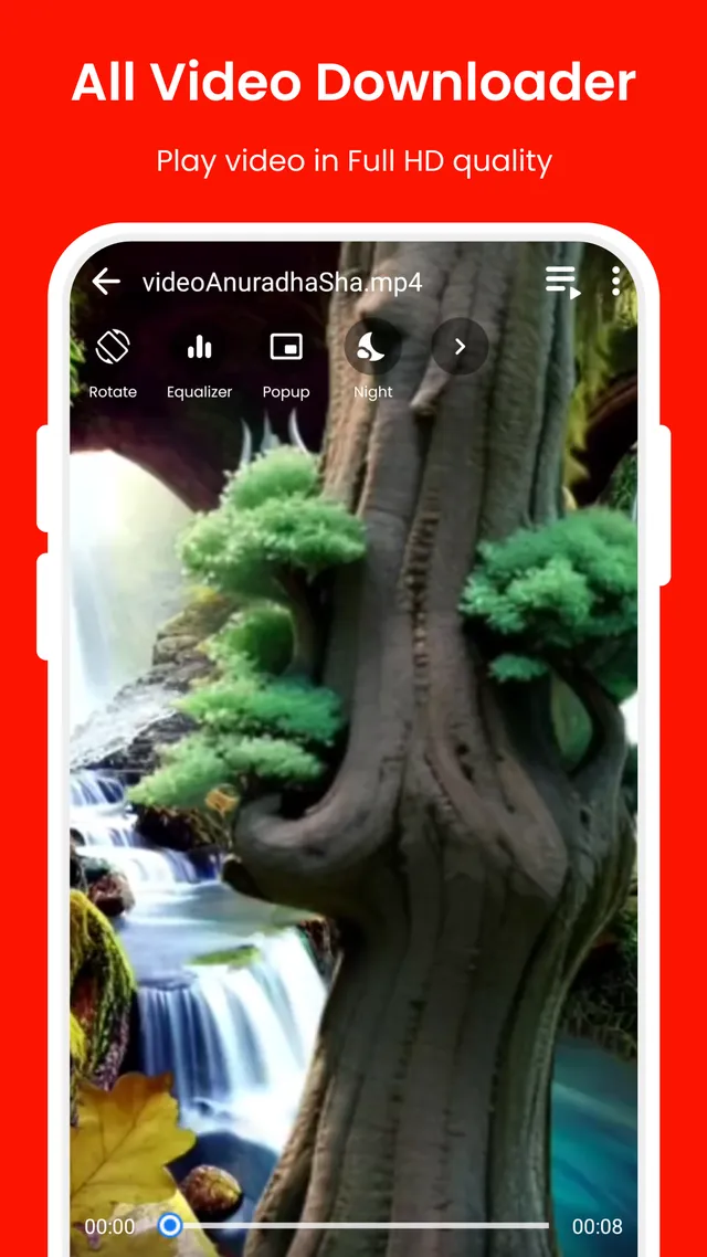 Full HD player with rotate, equalizer, popup and night mode controls