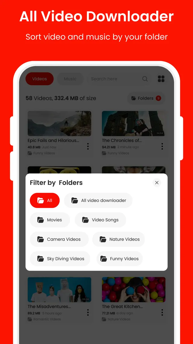 Media library with the Filter by Folders sheet open